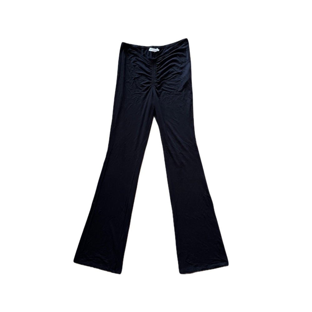 Good American Good Touch Ruched V-Front Bootcut Pants/Leggings in Black, Sz 2